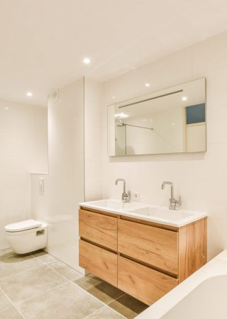 The interior design and decoration of a nice and modern bathroom